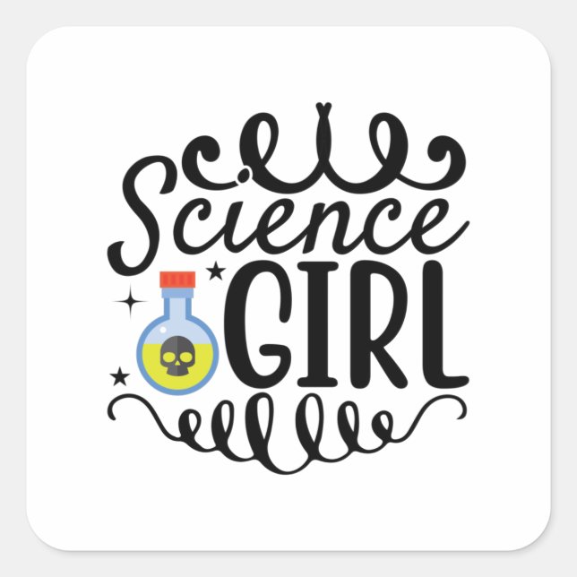 Sticker Carré Fille scientifique (Devant)
