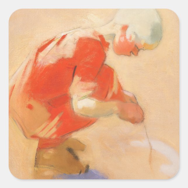 Sticker Carré Fille sur le sable, Helene Schjerfbeck (Devant)