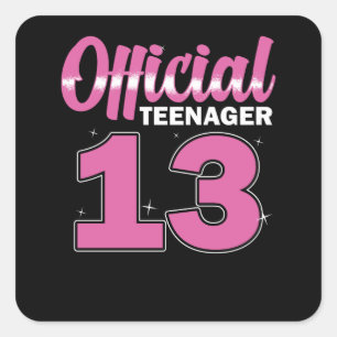 Sticker Carré Filles Adolescent officiel 13 Anniversaire