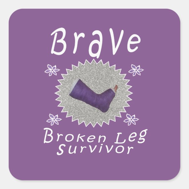 Sticker Carré Filles courageuses de survivant de jambe cassée (Devant)