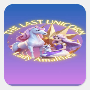 Sticker Carré filles mignonne violet magique licorne T-shirt