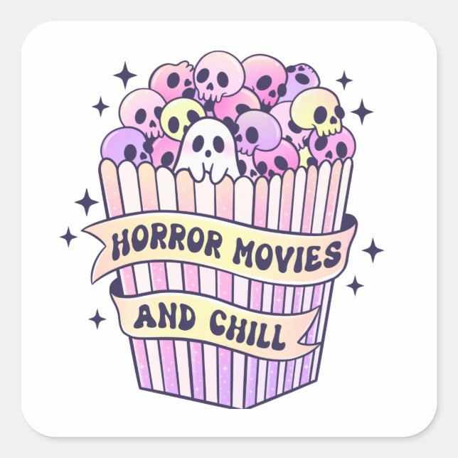Sticker Carré Films D'Horreur Et Chill Cute Halloween (Devant)