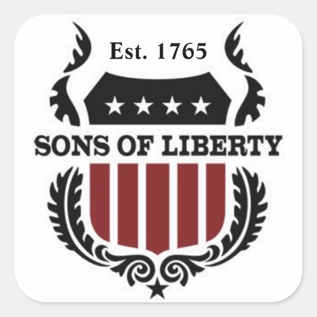 Sticker Carré Fils de l'autocollant de liberté - feuille de 6 (Devant)