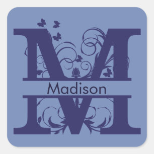 Sticker Carré Fils de papillons de Madison Monogramme
