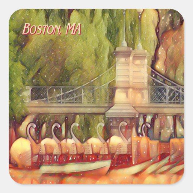Sticker Carré Filtre d'été Boston Swan Boats (Devant)