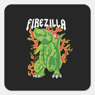Sticker Carré Firezilla Green et le monstre de feu