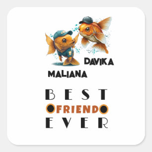 Sticker Carré Fishy Meilleur Ami Pour Des Besties