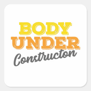 Sticker Carré Fitness Gym Cadeau Cadeau En Construction Cadeau