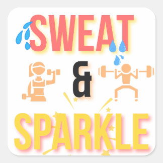 Sticker Carré Fitness Motivational "Sweat & Sparkle" entraînemen