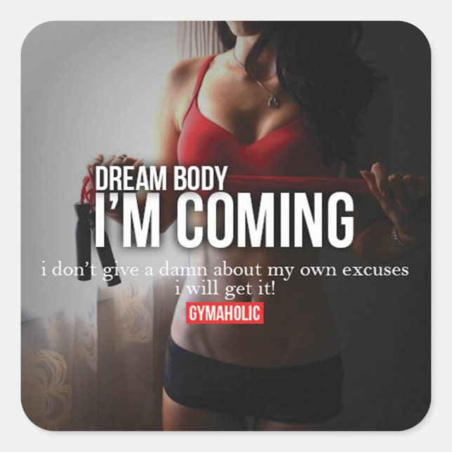 Sticker Carré Fitness Motivationnelle (Devant)