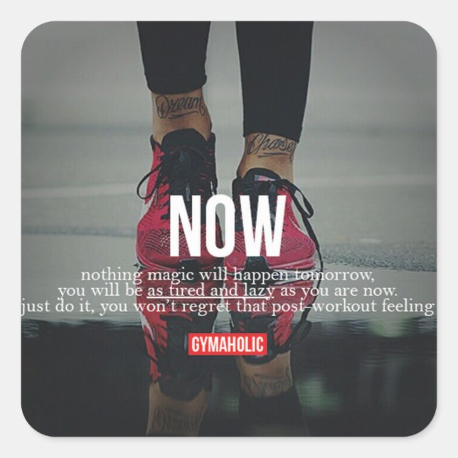 Sticker Carré Fitness Motivationnelle (Devant)