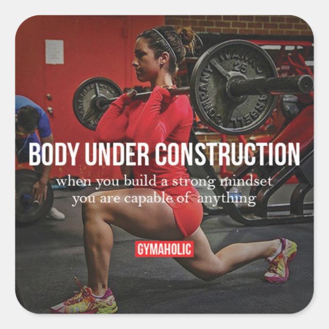 Sticker Carré Fitness Motivationnelle (Devant)