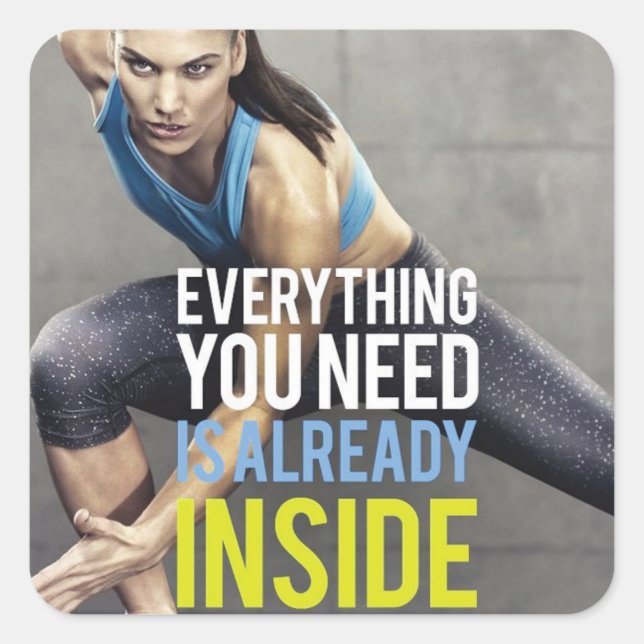 Sticker Carré Fitness Motivationnelle (Devant)