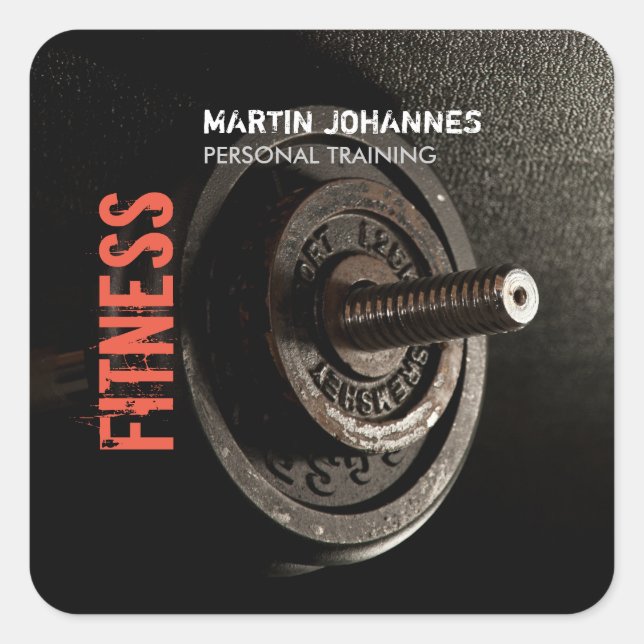 Sticker Carré Fitness Personal Trainer Bodybuilding Modern Sharp (Devant)