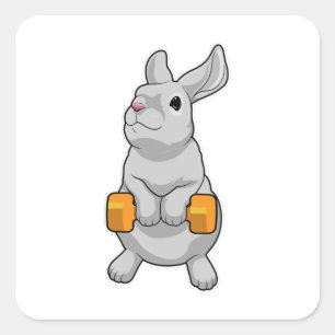 Sticker Carré Fitness Rabbit Dumbbell
