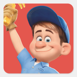 Sticker Carré Fix-It Jr Holding Hammer dans l'air