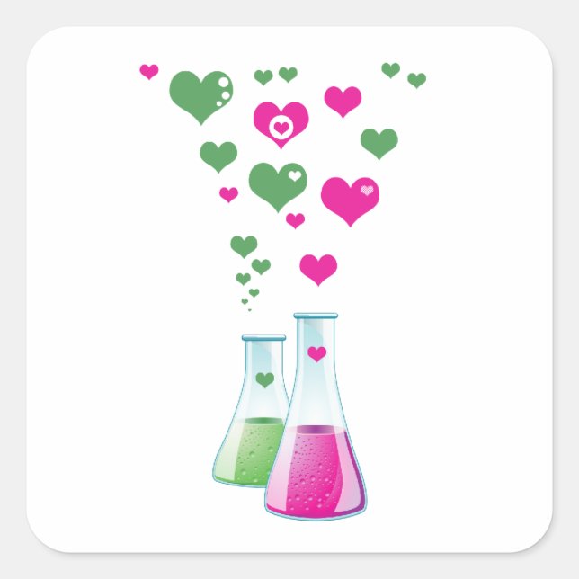 Sticker Carré Flacon, Erlenmeyer, Bécher, Chimie, Laboratoire (Devant)