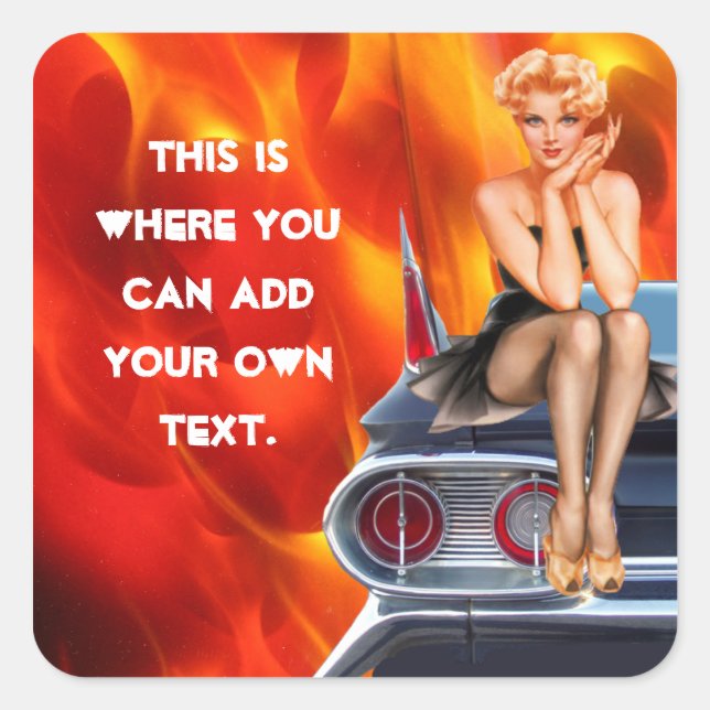 Sticker Carré Flamant chaud (Devant)