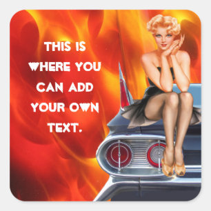 Sticker Carré Flamant chaud