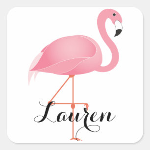 Sticker Carré flamant rose