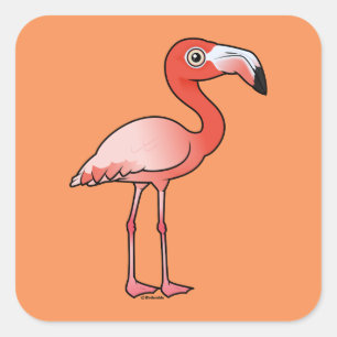 Sticker Carré Flamant rose américain Birdorable