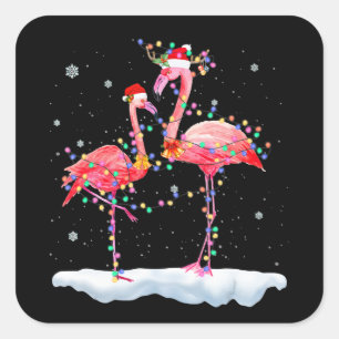 Sticker Carré Flamant rose   Arbre de Noël Flamant rose Noël N