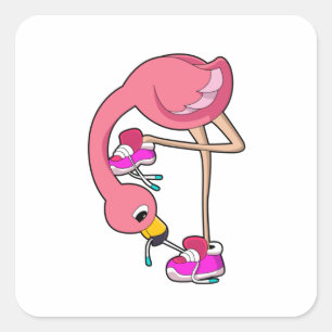 Sticker Carré Flamant rose avec chaussures