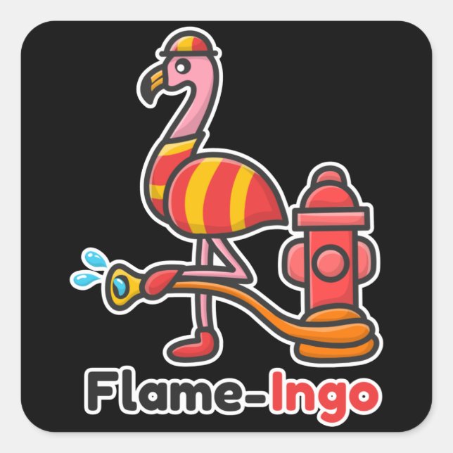Sticker Carré Flamant rose du service d'incendie pour animaux am (Devant)