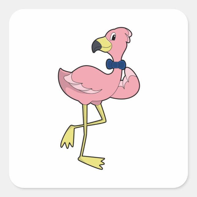 Sticker Carré Flamant rose en tant que Gentleman avec Cravate (Devant)