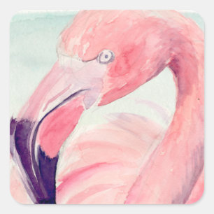 Sticker Carré Flamant rose Pastel