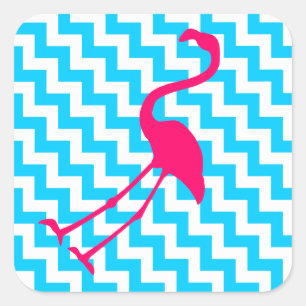 Sticker Carré Flamant rose rose vif