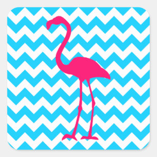 Sticker Carré Flamant rose rose vif