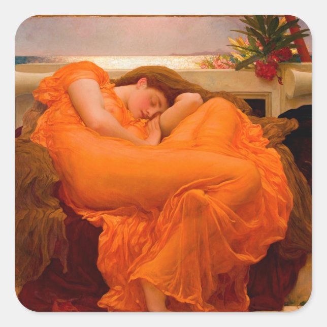 Sticker Carré Flaming June par Lord Frederic Leighton (Devant)