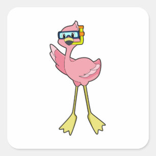 Sticker Carré Flamingo