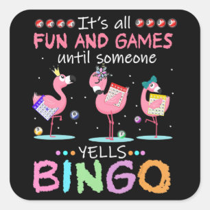 Sticker Carré Flamingo   Flaming Bingo Funny