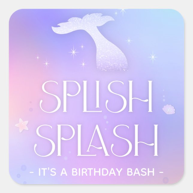 Sticker Carré Flamme grise Whimsical Sparkly Mermaid Anniversair (Devant)