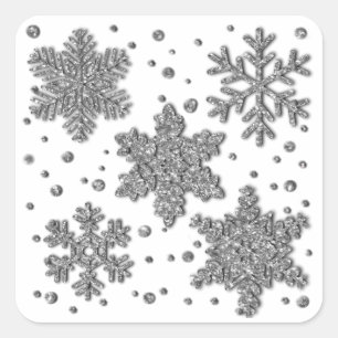 Sticker Carré Flammes de neige en argent mousseux, motif de vaca