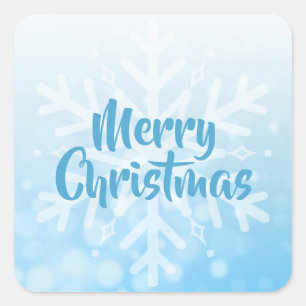 Sticker Carré Flèche de neige de Noël bleu