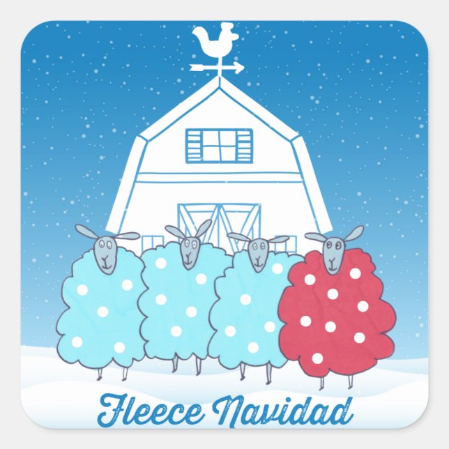 Sticker Carré Fleece Navidad Cute Christmas Baby Sheep (Devant)