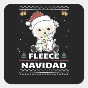 Sticker Carré Fleece Navidad - Joli mouton de Noël Funny Pun