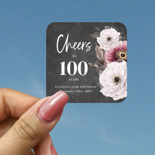 Sticker Carré Fleur blanche brille jusqu'au 100e anniversaire