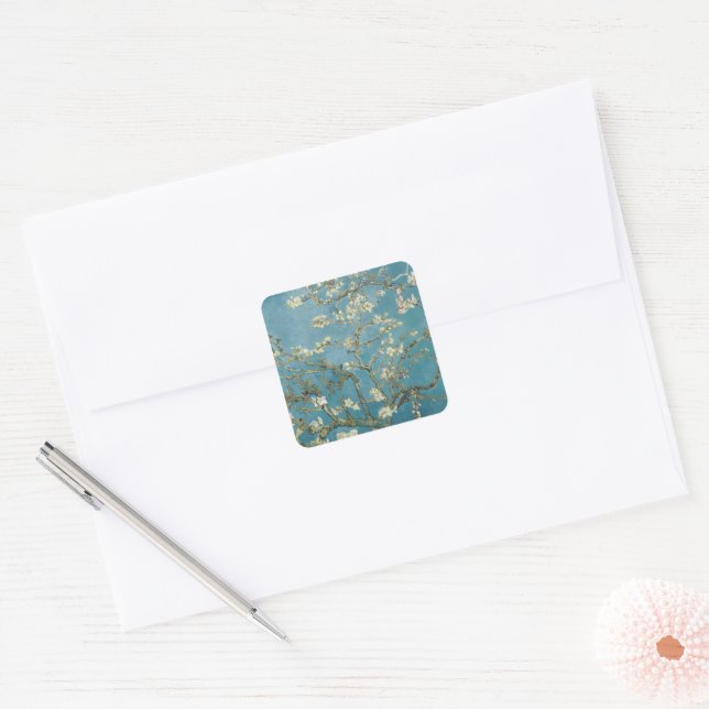 Sticker Carré Fleur d'amandes de Vincent van Gogh (1890) (Enveloppe)