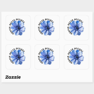 Sticker Carré Fleur d'Art Sérénité Bleue