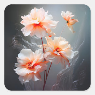 Sticker Carré Fleur de Brume Élégante Abstraite aux Teintes Rose