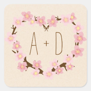 Sticker Carré Fleur de cerisier Mariage rustique