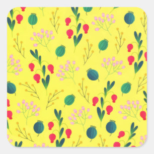 Sticker Carré Fleur de Fleur sauvage de tulipe verte jaune