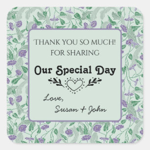 Sticker Carré Fleur de lierre violette victorienne Décoration fl