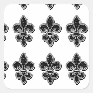 Sticker Carré Fleur de Lis noir et blanc