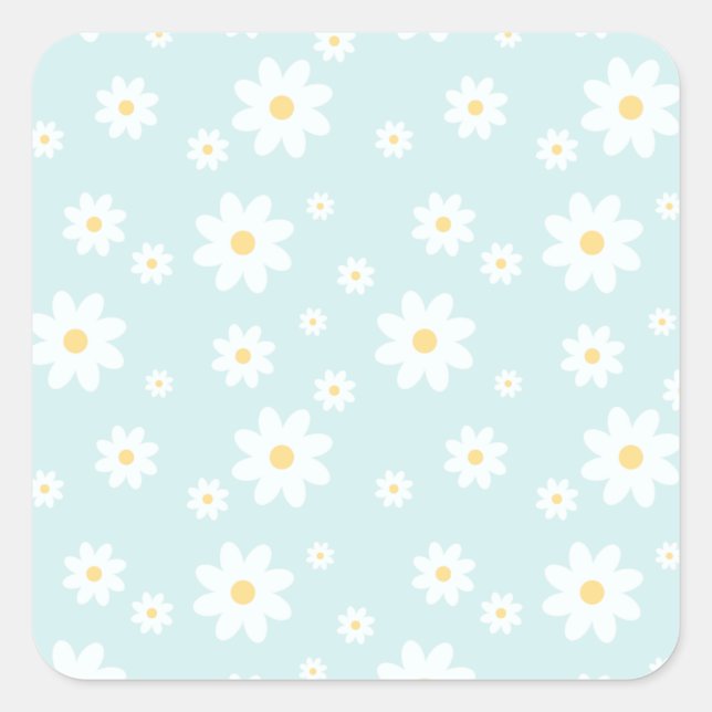 Sticker Carré Fleur de marguerite blanche classique (Devant)