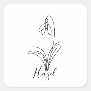 Sticker Carré Fleur de naissance personnalisée en janvier